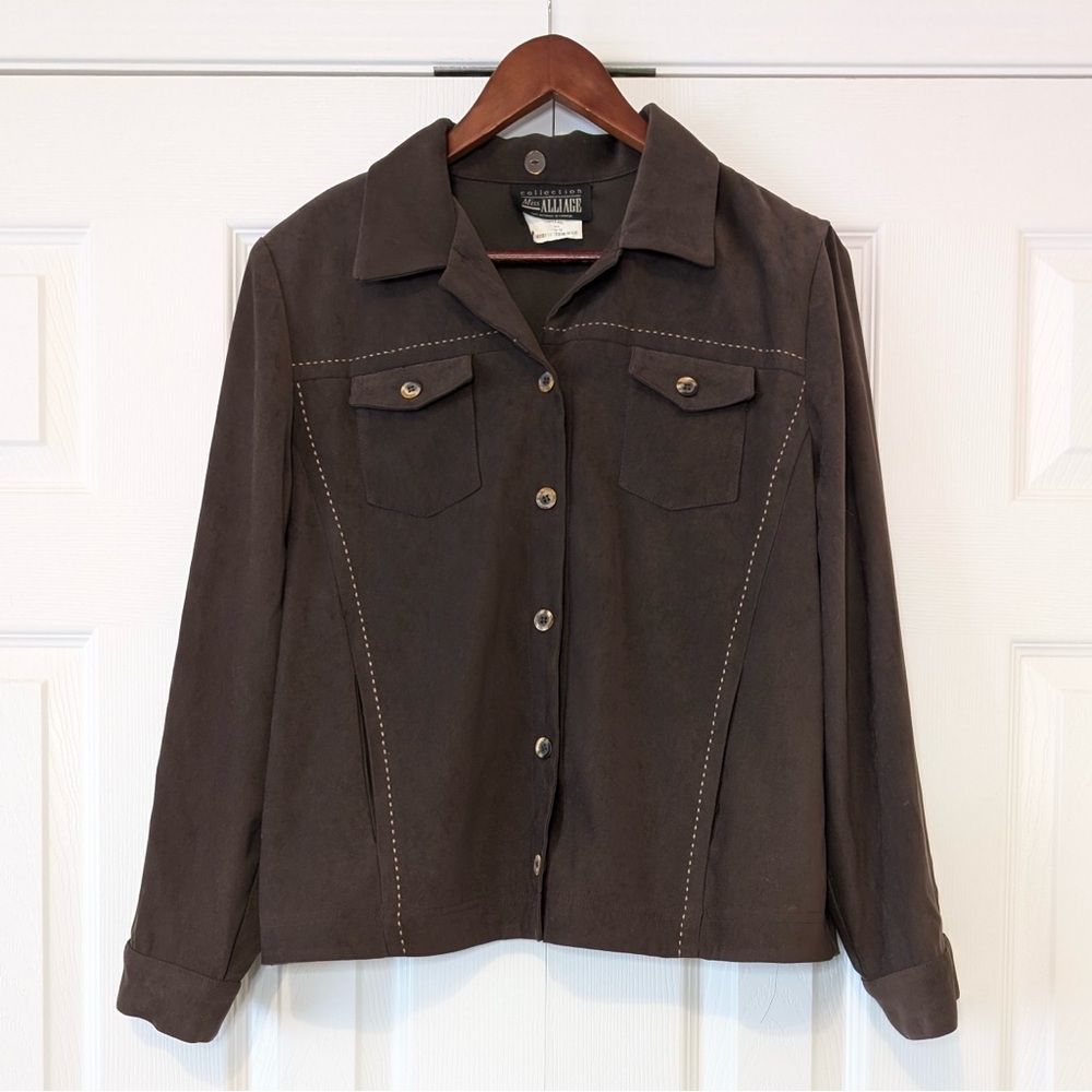 Size 12 Brown Vintage Western Miss Alliage Women’s Button Up Shirt Jacket
